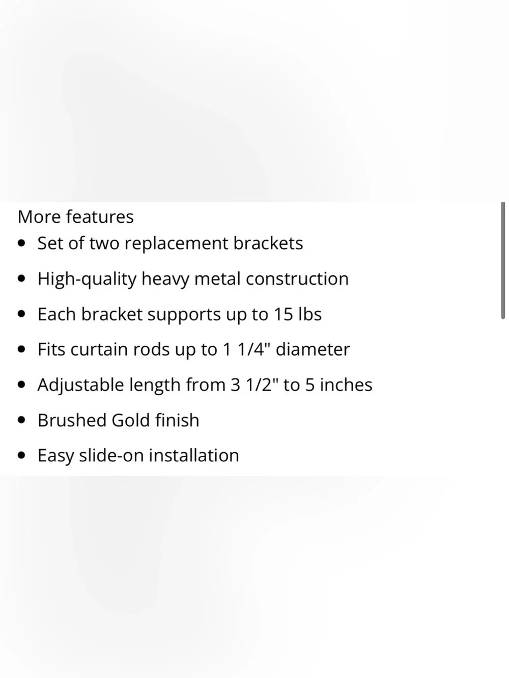 HEAVY METAL CURTAIN ROD REPLACEMENT BRACKETS - BRUSHED GOLD